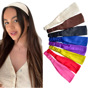 महिलाओं के 8 सेमी ठोस रंग लोचदार खेल कपड़े रेशम साटन हेयरबैंड सरल शैली योग सौंदर्य हेडबैंड उपहार - Product Image 1