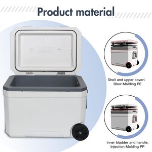 Glacière rigide isotherme 70L en PU avec poignée trolley, étanche, pour camping et pêche, fabricant OEM ODM - Product Image 4