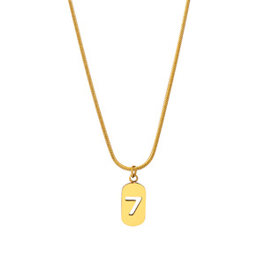 Collier avec pendentif numéro porte-bonheur 7 pour femme, chaîne de clavicule en acier inoxydable, cadeau pour elle, bijoux à la mode - Product Image 5