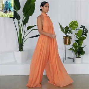 Produk Baru 2022 Perempuan Atasan Korset Gaun Malam Wanita Seksi Oranye Musim Panas Tinggi Panjang Wanita Jumpsuit Pakaian Kaki Lebar