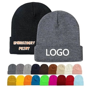 Bonnet tricoté personnalisé avec broderie DIY, logo sur mesure, chaud pour l'automne et l'hiver, bonnet d'équipe personnalisable, <span class=keywords><strong>cagoule</strong></span> en tricot - Product Image 1