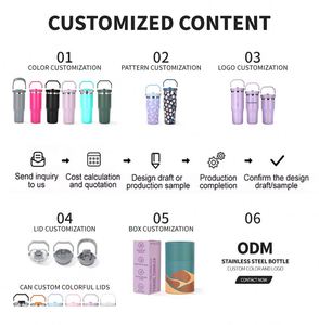 20oz 25oz 30oz Travel Tumbler Cups Mugs Double Wall Vacuum Insulated Coffee Mug <b>with</b> <b>Straw</b> Lid and Handle 900ml Stainless Steel - Product Image 5