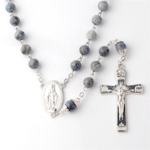 Prezzo Scontato Articoli Religiosi Cattolici Gioielli Placcati Argento Collane <span class=keywords><strong>Rosario</strong></span> 8mm Perle di Pietra <span class=keywords><strong>Collana</strong></span> <span class=keywords><strong>Catena</strong></span> del <span class=keywords><strong>Rosario</strong></span> - Product Image 3