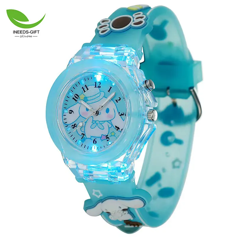 Relógio infantil criativo de quartzo digital para crianças, relógio de silicone com pulseira de dinossauro para presente de aniversário, animal aquático criativo