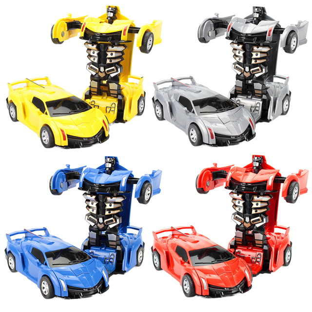 Colorful Deformation Robot Car Transformed Friction Car Toys Children's Model 4 Colors Educational Toy for Kids
