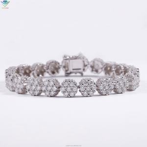 Diamond 925 Sterling Silver 10mm VVS <b>Moissanite</b> Diamonds Cuban Link Bracelet With GRA Certificate - Product Image 4