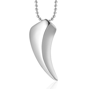 Collar con colgante de acero y titanio Wolf Tooth, diseño geométrico con forma de animal, joyería de moda para hombres y mujeres SP179 - Product Image 1