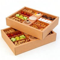 Boîte à biscuits en carton ondulé biodégradable avec compartiment pour sauce, boîte à biscuits au chocolat avec séparateur, emballage pour en-cas