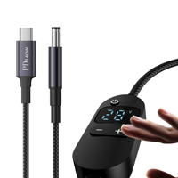 Fuente de Alimentación USB-C de 140W con Pantalla Digital, Voltaje Ajustable, Revestimiento de PVC, Carga Rápida de 5A, Cable Largo DC5521 y Función de Conexión a PC