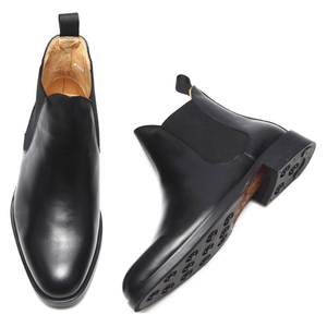 Botas <span class=keywords><strong>Chelsea</strong></span> de piel auténtica para hombre, calzado resistente al desgaste, forro de piel de oveja negra, cálido, hecho a mano, transpirable, para viaje y fiesta, nuevo estilo - Product Image 4