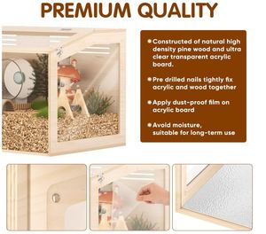 Gaiola de Madeira Personalizada para Hamster de 32 Polegadas, Grande Gaiola para Hamster com Acrílico para Pequenos Animais, Porquinho-da-Índia, Coelho, Rato - Product Image 3