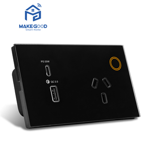 MakeGood Panel de Vidrio con Retroiluminación RGB, Panel de Vidrio con Certificado GMA Estándar de Australia, <span class=keywords><strong>Power</strong></span> Point Zigbee Inteligente con USB y Cargador Rápido USBC de 20W - Product Image 1
