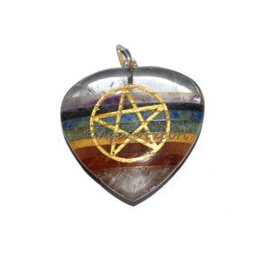 Colgantes de Chakra con pentagrama, con cristal de cuarzo, colgantes de piedra - Product Image 1