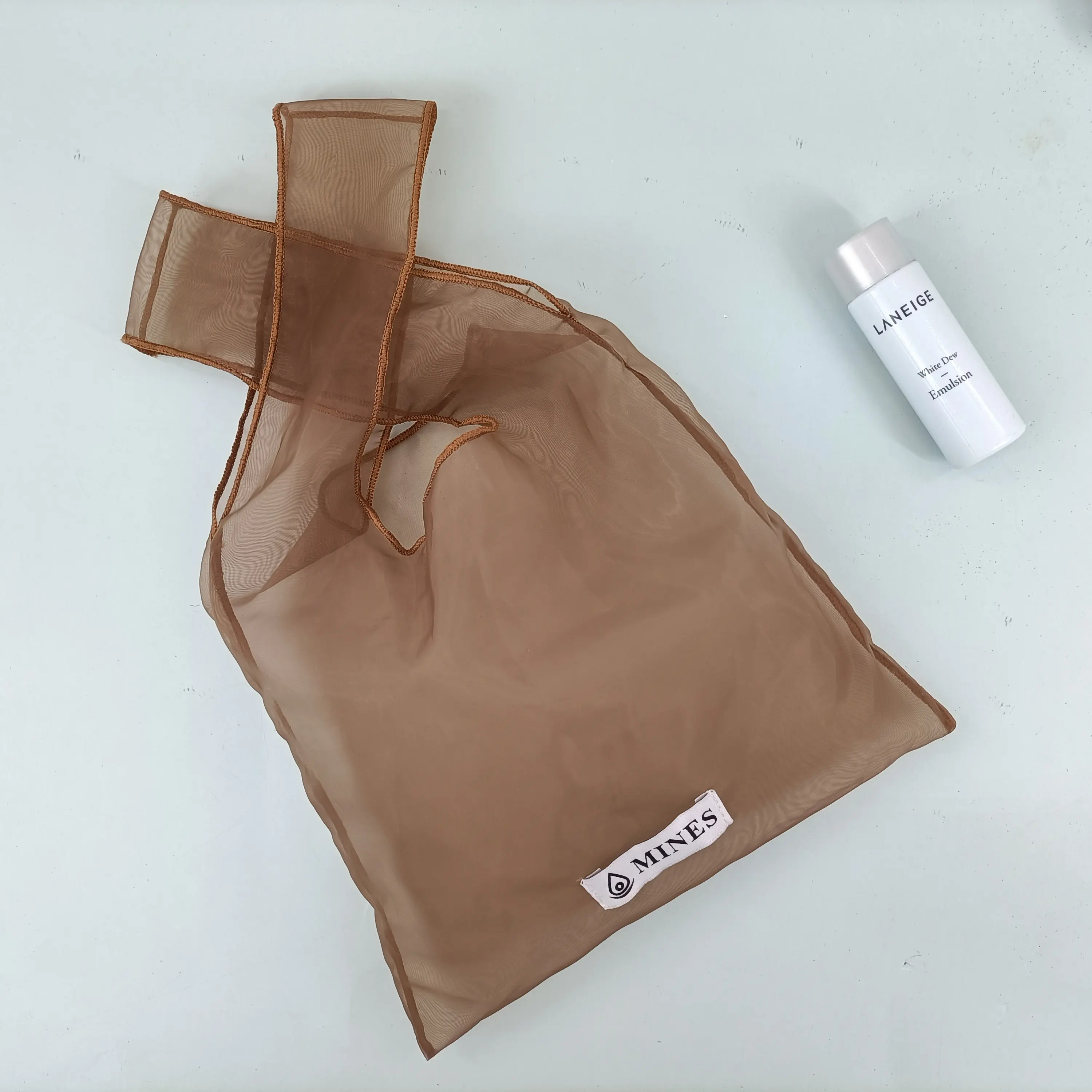 Özel Logo boyutu moda organze sheer alışveriş çantaları organze Tote çanta organze kumaş kılıfı kolu ile