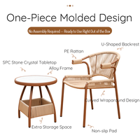 Ensemble de salon de jardin Meiqi, style moderne, table et chaises pour balcon, terrasse et jardin, 1 table et 2 chaises
