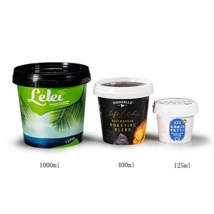 BRC certificate disposable eco friendly custom round IML frozen pp plastic ice cream containers with lid chocolate packaging box