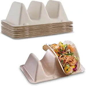 Porte-taco en bagasse biodégradable bon marché d'usine boîte à tacos Pul à clapet 2 3 4 compartiments pour boîte à tacos