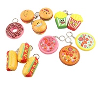 Balle anti-stress souple en forme de hamburger, hot-dog et frites, jouet tendance, alimentaire de dessin animé, porte-clés anti-stress
