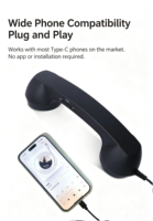 Auricular Retro de Plástico para Teléfono con Conector Tipo C para Teléfonos Móviles, Modelo TT-1, Receptor de Llamadas