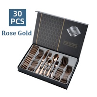 Coffret cadeau de luxe en gros 30 pièces vaisselle argenterie fourchette cuillère couteau couverts ensemble de couverts en acier inoxydable
