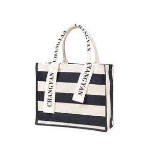 Bolsa de Compras de Lona de Algodón a Rayas, Impermeable, con Logotipo Personalizado Premium, para Exteriores, Hecha en China - Product Image 3