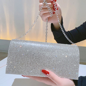 Bolso de mano de noche tipo sobre con cadena para mujer, elegante y brillante, con pedrería, de alta calidad, directo de fábrica, ideal para bodas y fiestas. - Product Image 3