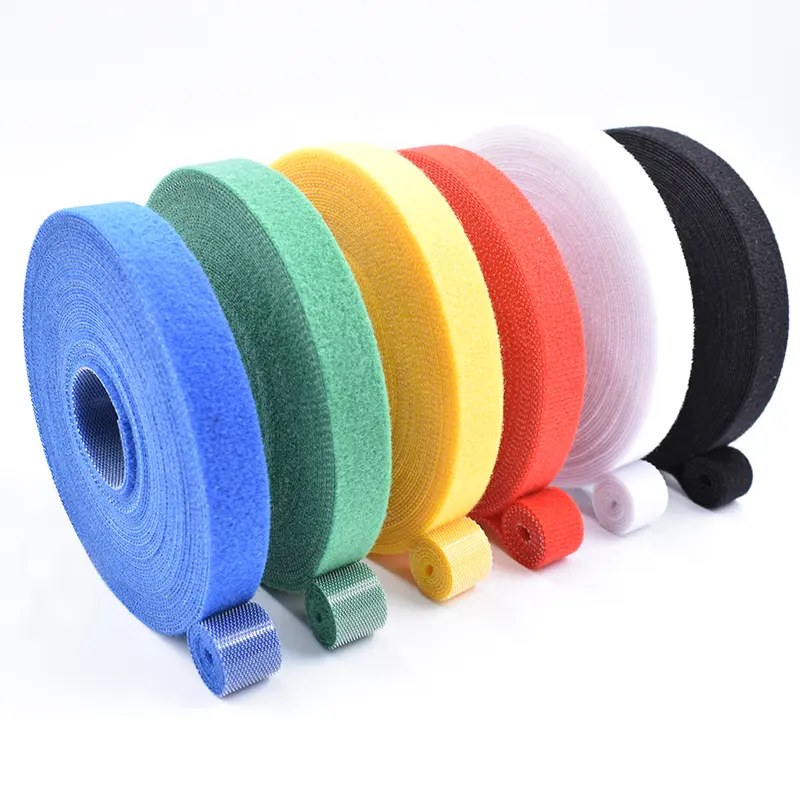 Stock Wholesale double sided hook and loop storage strap reusable cable tie tape roll