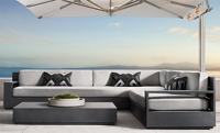 Ensemble de canapés d'extérieur modernes en aluminium avec coussins imperméables, mobilier de salon pour jardin, patio, hôtel, villa, projets de cour
