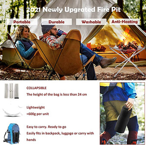 HOT SALE <strong>Portable</strong> <strong>Fire</strong> <strong>Pit</strong> With Carrying Bag Rollable Stainless Steel Charcoal Mesh Folding Stands Bonfire Firepits Wood Burning - Product Image 4