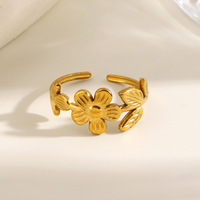 Anillo Floral Versátil y Elegante 2026, Anillos Flexibles Ajustables de Acero Inoxidable para Mujer, Joyería Fina Chapada en Oro de 18k TGJZ6078