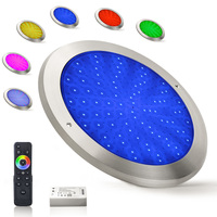 Projecteur LED RGB étanche 35W IP68 12V DC de haute qualité pour piscine, ultra-mince, rempli de résine, en acier inoxydable 316, avec télécommande