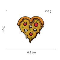 Nouvelle Écusson en Toile Brodé Personnalisé en Forme de Tranche de Pizza, Thème Alimentaire, Adhésif Thermocollant pour Casquettes, Maillots de Basketball, Multi-usages