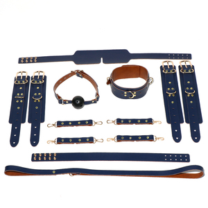 Новинка, горячая Распродажа, металлический кожаный БДСМ бондаж, интимный кнут, наручники, бондаж, 8 шт., подходит для игры на sm - Product Image 2