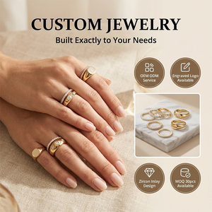 Bague personnalisée avec initiales Mosen Jewelry, bague gravée sur mesure avec nom, or, argent, or rose, acier inoxydable, bague signet pour femme - Product Image 1