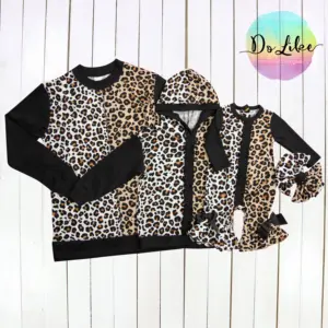 Fashion Baby jackets long sleeve Adult shirts Leopard Matching Mommy and me Clothes