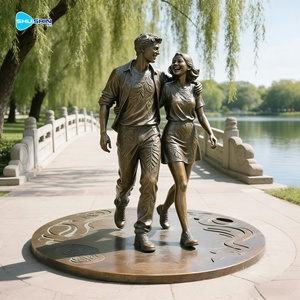 Estatua de Bronce de Pareja Besándose a Tamaño Real, Fundida a Mano, <span class=keywords><strong>Escultura</strong></span> Romántica para Exhibición en Jardín Exterior - Product Image 5