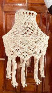 Bohemian <b>Macrame</b> Lampshade Handmade Cotton Pendant <b>Light</b> Cover Irregular Tassel Hanging Lamp <b>Shade</b> for Home Decor - Product Image 1