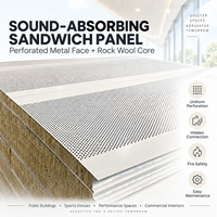Panneau de toiture sandwich en laine de roche acoustique Glostar, système insonorisant et ignifuge pour salle de concert, lieu de musique