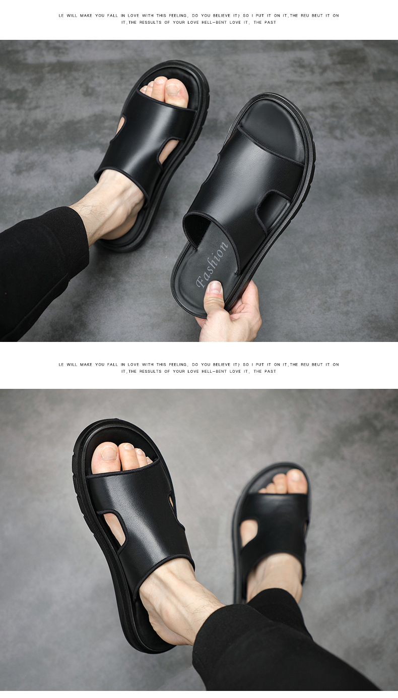 Men Slipper Sandal Shoes Summer Leather Sandals Men Beach Shoes Casual Slippers