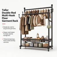 Organisateur de rangement multi-grilles ultra robuste et renforcé, noir mat, avec cadre de 32 mm, pour placard de maison privée, support de vêtements autoportant