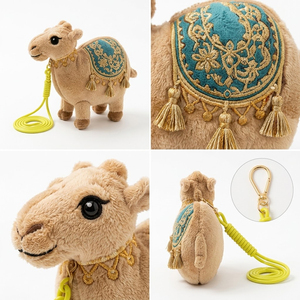 Portamonete Peluche Kawaii Morbido Boho con Cerniera, a forma di Cammello, Falco, Gazella, Volpe, Pecora, Balena, con Portachiavi <span class=keywords><strong>e</strong></span> Ciondolo per Borsa, Personalizzabile con Logo, per Ragazze - Product Image 3