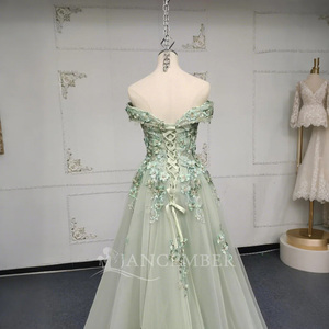 Jancember ANY27 Elegant off Shoulder Mint <b>Green</b> A-line Tulle Evening Dresses for Girls - Product Image 6
