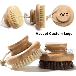 Cepillo Corporal con Logotipo Personalizado, Ecológico, Moderno, de Madera, con Cerdas de Jabalí y Mango Suave para Exfoliar y Masajear en el Baño - Product Image 3