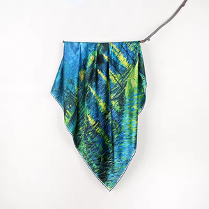 Mới hợp thời trang tùy chỉnh Khăn lụa Van Gogh sơn thời trang khăn nghệ thuật sơn dầu phong cảnh tùy chỉnh Khăn lụa 90*90cm vuông - Product Image 4