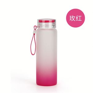XH GT8006 Multipurpose Gradient Dyed Glass Water Bottle 500ml Lightweight Color Coordinated Lanyard Daily Reusable Mug - Product Image 6