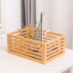 Cesta de almacenamiento de madera rectangular con parte superior abierta para refrigerios, frutas, condimentos, caja organizadora, capacidad de 10 kg, color madera - Product Image 4