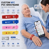 Bracelet d'identification médicale NFC en PVC personnalisé, bracelet intelligent souple pour hôpital, soins aux personnes âgées, informations d'urgence, identification du patient