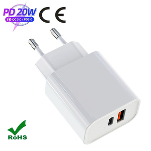 <span class=keywords><strong>Chargeur</strong></span> mural certifié CE ROHS 20W 2-en-1 à double port USB-C QC3.0 3A PD à charge rapide pour <span class=keywords><strong>iPhone</strong></span> 17/16/15/14/13/<span class=keywords><strong>12</strong></span> - Product Image 1