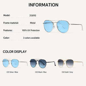Occhiali da sole <span class=keywords><strong>di</strong></span> fascia alta da <span class=keywords><strong>uomo</strong></span> <span class=keywords><strong>di</strong></span> moda marca famosa montatura in metallo lenti in <span class=keywords><strong>vetro</strong></span> stile <span class=keywords><strong>uomo</strong></span> - Product Image 2