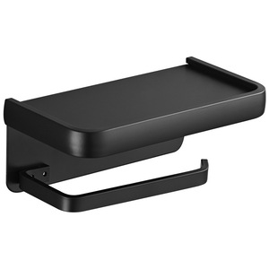 Portarrollos de Papel Higiénico Shu Zheng, Soporte de Pared Negro Moderno con Bandeja para Uso Doméstico - Product Image 5